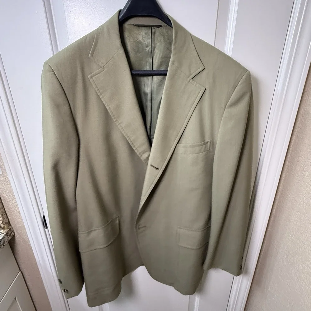 Vintage Jay Briggs Blazer Mens 46 Olive Green Union Made USA Sport Coat